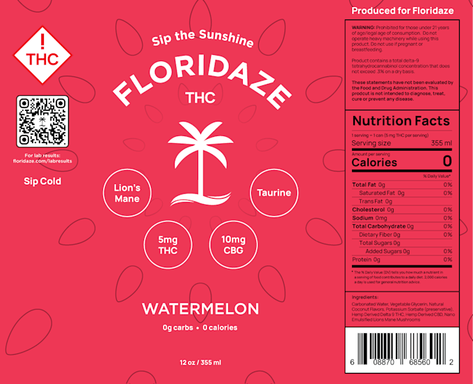 Floridaze Watermelon β 24 Pack Case (12oz)