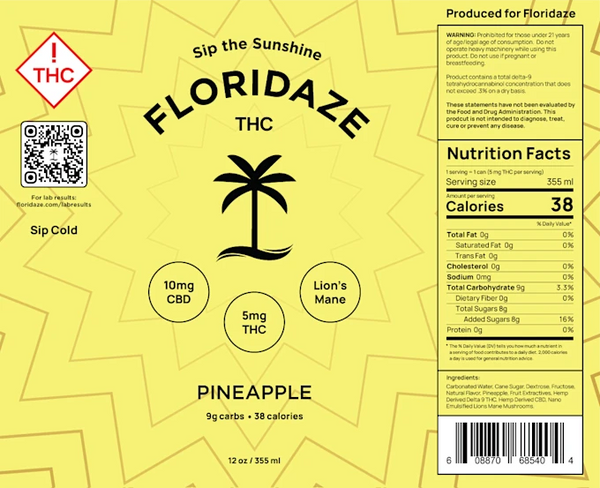 Pineapple nutrition label