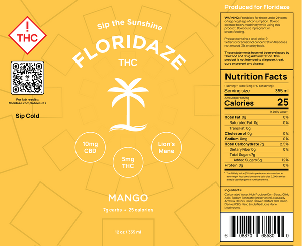 Mango nutrition label