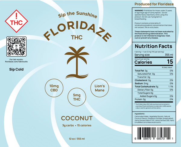 Coconut nutrition label