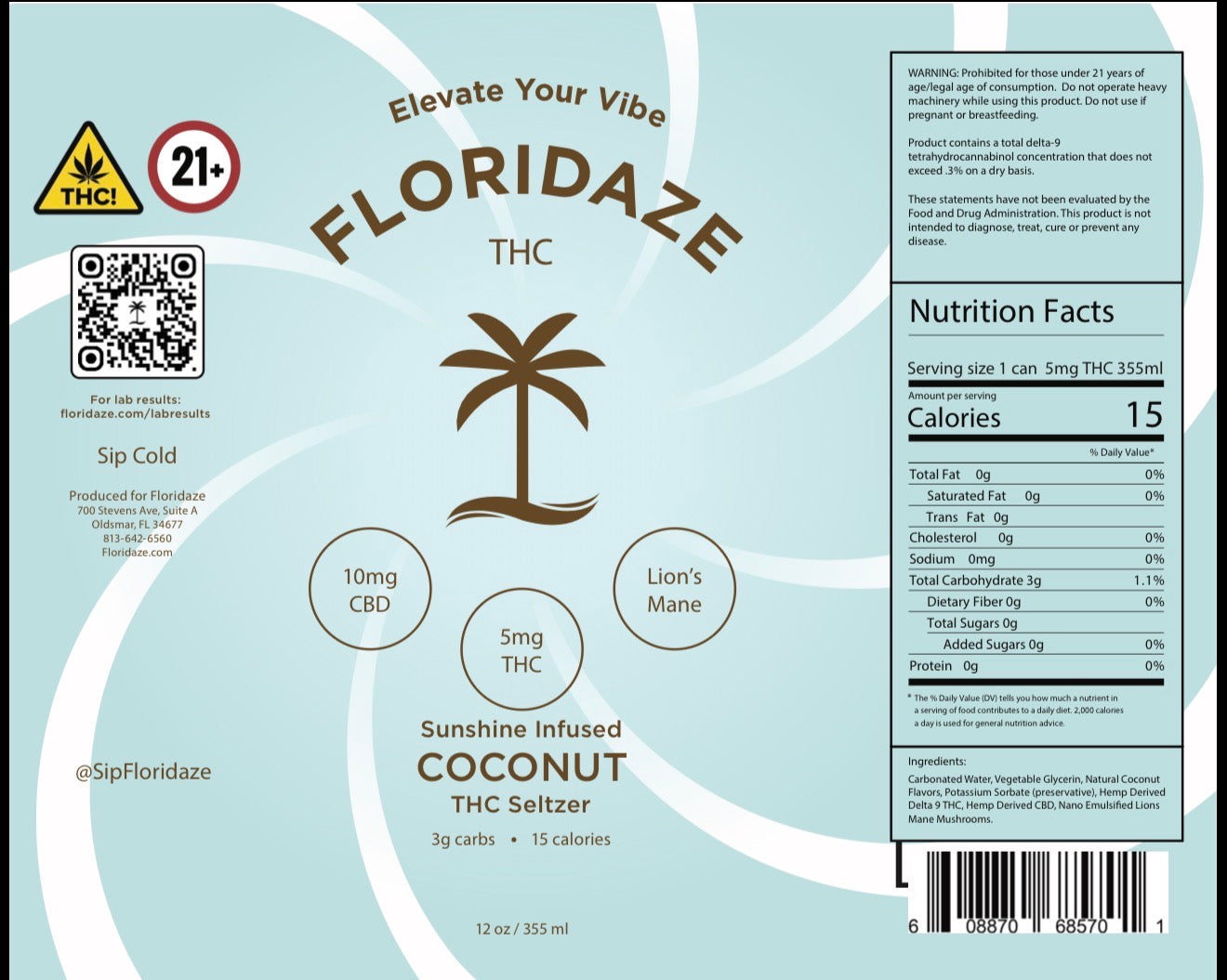 Floridaze Coconut 4-Pack – Sunshine Infused Seltzer (12oz)